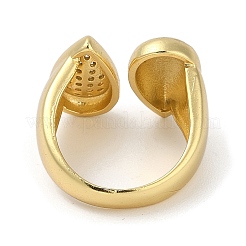 Gestellplattierung Messing Mikropflaster Zirkonia Manschettenfingerringe für Frauen&nbsp;RJEW-C114-19C-G