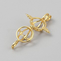 925 Käfiganhänger aus hohlen Perlen aus Sterlingsilber.&nbsp;STER-WH0008-90G