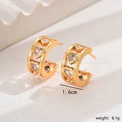 Boucles d'oreilles à tige élégantes en laiton avec zircone cubique en forme de cœur&nbsp;GX1194-2