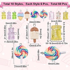 60pcs 10 styles de pendentifs en résine&nbsp;RESI-SC0002-82