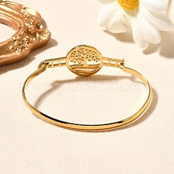Pulseras de eslabones redondos planos de acero inoxidable 201 para mujer&nbsp;BJEW-R014-01G-01