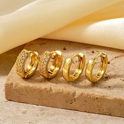 Set di orecchini a cerchio in ottone con zirconi cubici trasparenti&nbsp;PB6387