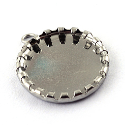 Anlaufgeschützter Anhänger aus Edelstahl 304 mit Cabochon-Fassungen und offener Rückseite&nbsp;LS-STAS-Q194-15