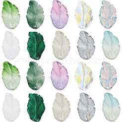 60 colgante de vidrio con forma de hoja de 6 colores y 40 kits de accesorios para colgantes de lampwork hechos a mano de 4 colores&nbsp;GLAA-PA0001-47