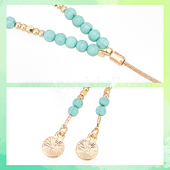 Ensemble de colliers lariat en perles de verre bicolores avec chaîne à maillons Boston en alliage&nbsp;NJEW-AN0001-05