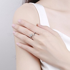 Drehbarer offener Katzenaugenring mit Zirkonia&nbsp;RJEW-Q776-01G-01