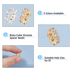 10 Stück 2 Farben Messing Micro Pave klare Zirkonia Abstandsperlen&nbsp;KK-HS0001-53