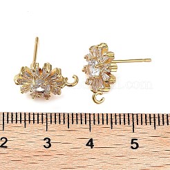 Fornituras de aretes de circonita cúbica con micro pavé de latón&nbsp;KK-K364-09G