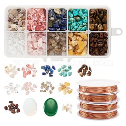 Fabrication de bijoux de bricolage, avec des perles naturelles de pierres précieuses, Fil de bijoux en cuivre, 40x30x7.5~8mm