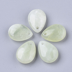 Nuevos colgantes naturales jade, lágrima, 18x13x6mm, agujero: 1.6 mm