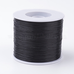 Cuerda de cristal elástica plana coreana, Hilo de cuentas elástico, para hacer la pulsera elástica, negro, 0.5mm, alrededor de 546.8 yarda (500 m) / rollo