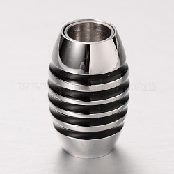 304 fermoirs magnétiques en acier inoxydable avec emembouts à coller, baril, gris anthracite & inoxydable, 18x11.5mm, Trou: 6mm