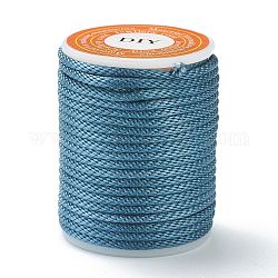 Полиэстер плетеные шнуры, для изготовления ювелирных изделий из бисера, стальной синий, 1.5 мм, около 4.37 ярда (4 м) / рулон