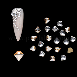 Cabochons de strass en verre à dos plat, accessoires nail art de décoration, facette, forme de diamant, couleur mixte, 5x5x2mm, 20 pcs /sachet 