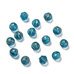 Tschechische Glasperlen, mit Goldwäsche, Kürbis / runde Melone, Stahlblau, 8 mm, Loch: 0.8 mm, ca. 140 Stk. / Beutel, 95~100 g / Beutel