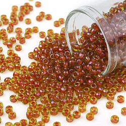 Toho perles de rocaille rondes, Perles de rocaille japonais, (303) couleur intérieure jonquille / jacinthe doublée, 8/0, 3mm, Trou: 1mm, environ 10000 pcs / livre