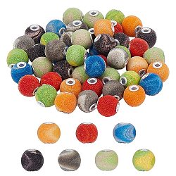 Harz perlen, mit silberplastischen Legierungskernen, Runde, Mischfarbe, 16x15 mm, Bohrung: 3 mm, 7 Farben, 8 Stk. je Farbe, 56 Stück / Karton
