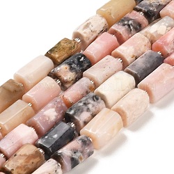 Chapelets de perles en opale rose naturelle, avec des perles de rocaille, colonne facettes, 9~11x6~7.5x6~7.5mm, Trou: 1.2mm, Environ 30 pcs/chapelet, 15.16~15.55 pouce (38.5~39.5 cm)