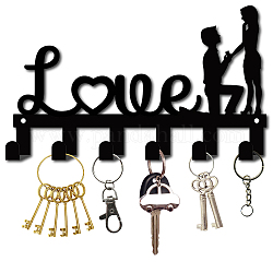 Железные настенные крючки вешалки, декоративная стойка-органайзер с 6 крючком, для сумки ключ для одежды шарф подвесной держатель, любовник, металлический черный, 16x27 см