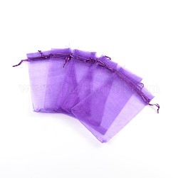 Sacs-cadeaux en organza avec cordon de serrage, pochettes à bijoux, fête de mariage cadeaux de noël sacs-cadeaux, bleu violet, 15x10 cm