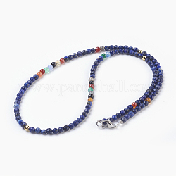 Lapislazzuli naturali e collane di perle di agata, con 304 in acciaio inox fermagli aragosta artiglio, chakra, colore acciaio inossidabile& oro, 17.71 pollice (45 cm)