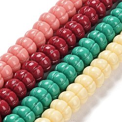 Synthetic Coral Dyed Beads Strands, Pumpkin, Mixed Color, 11~11.5x6.5~7mm, Hole: 1mm, about 50pcs/strand, 12.99''~13.39''(33~34cm)