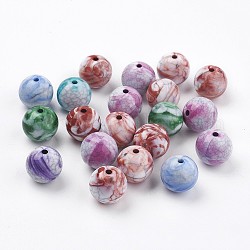 Perles acryliques craquelées, perles d'imitation de pierres précieuses, ronde, couleur mixte, 14.5~16mm, Trou: 2.2mm