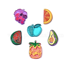 Pendentifs en acrylique translucide sur le thème des fruits, 3d imprimé, breloques de forme mixte, couleur mixte, 29.5~35.5x21.5~31.5x3mm, Trou: 1.2~2mm