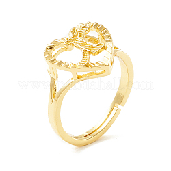 Verstellbare Ringe aus echtem 18 Karat vergoldetem Messing, Herz mit anfänglichem Versprechen Ring für Frauen, cadmiumfrei und bleifrei, letter.x, uns Größe 5 1/4 (15.9mm)
