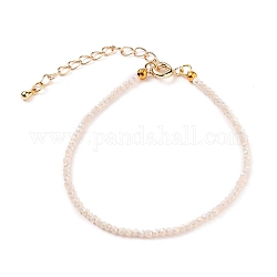 Bracelets en perles de verre galvanisé à facettes, avec fermoirs à ressort en laiton doré, rondelle, rose brumeuse, 7-1/2 pouce (19 cm)
