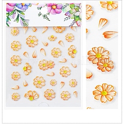 5D Flower/Leaf Watermark Slider Art Stickers, for DIY Nail Decals Design Manicure Decor, Orange, 8.2x6.4cm