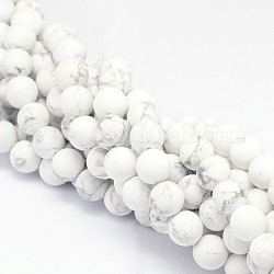 Brins de perles rondes de howlite naturelle, mat, 10mm, Trou: 1mm, Environ 40 pcs/chapelet, 15.74 pouce