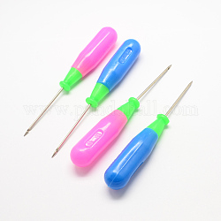 Mango de hierro agujas de ganchillo de plástico, color mezclado, 123x18mm, pin: 2 mm