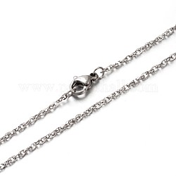 304 Edelstahl Doppelgliederketten Halsketten, mit Karabiner verschlüsse, Edelstahl Farbe, 23.6 Zoll (59.9 cm)