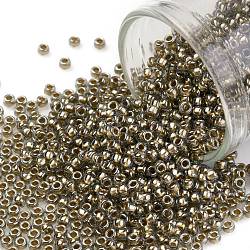 Toho perline rotonde, perline giapponesi, (993) diamante nero foderato in oro, 11/0, 2.2mm, Foro: 0.8 mm, circa 1110pcs/10g