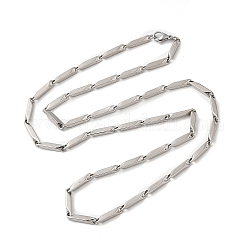 201 Stainless Steel Rectangle Bar Link Chain Necklace, Stainless Steel Color, 23.78 inch(60.4cm)