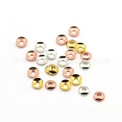 Messing kleinen Wulst Kappen & Kegel Perlen, Mischfarbe, 3x0.8 mm, Bohrung: 1 mm