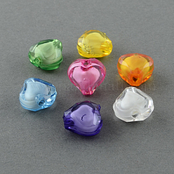Transparent Acrylic Beads, Bead in Bead, Faceted, Heart, Mixed Color, 13x14x10mm, Hole: 2mm