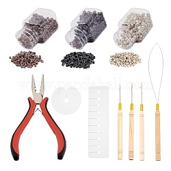DIY-Schmuck-Kits, mit PVC-Schutzschildern, Aluminium-Mikroringe, Ferro-Nickel-Haarzange, Häkelnadeln aus Eisen mit Holzgriff