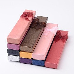 Boîtes de collier en carton, rectangle, couleur mixte, environ4 cm de large, 23 cm de long, 2.3 cm de haut