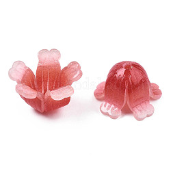 Perles en plastique, fleur, rouge, 15x13~15x11~12mm, Trou: 1.2mm