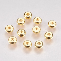 304 Edelstahl-Abstandhalter-Perlen, Rondell, echtes 18k vergoldet, 5x2 mm, Bohrung: 1.5 mm