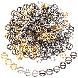 Nbeads 200Pcs 4 Colors Mini Flat Round Shape Alloy Buckle Clasps, For Doll Webbing, Strapping Bags, Garment Accessories, Mixed Color, 8x1mm, Hole: 4.5x2.5mm, 50pcs/color