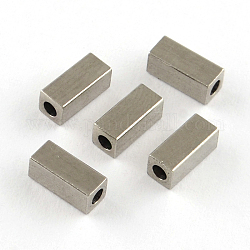 201 perline in acciaio inossidabile, cuboide, colore acciaio inossidabile, 7x3x3mm, Foro: 2 mm