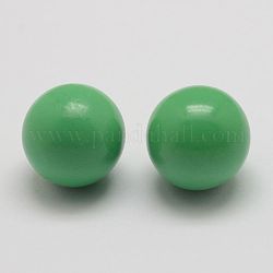 Messingperlenballperlen passen Käfiganhänger, kein Loch, mittleres Seegrün, 16 mm