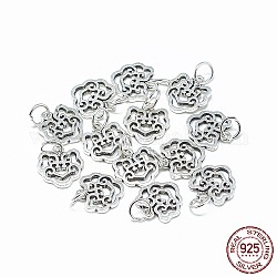 Thailand 925 Sterling Silver Charms, with Jump Ring, Longevity Lock, Antique Silver, 12x12x1.5mm, Hole: 4mm