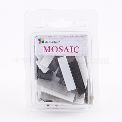 Mosaicos de vidrio cabujones, Para manualidades, rectanglee, negro, 40.5~42.5x10~10.5x2.5~3mm, aproximamente 200 g / caja
