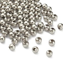 304 perles rondes cousues en acier inoxydable, pour la fabrication de bijoux artisanaux, couleur inoxydable, 3x3mm, Trou: 1mm
