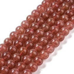 Fragola naturale perle di quarzo fili, tondo, 8mm, Foro: 1 mm, circa 49pcs/filo, 15.7 pollice