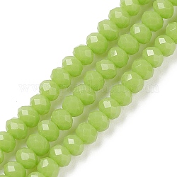 Chapelets de perle en verre opaque de couleur unie, jade d'imitation, facette, rondelle, olive, 3x2mm, Trou: 0.8mm, Environ 185~190 pcs/chapelet, 14.9~17.3 pouce (38~44 cm)